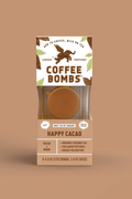 Coffee Bombs packaging with a brown background